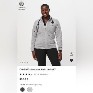 NWT Figs Heather light grey On shift Sweater Knit Jacket Xs